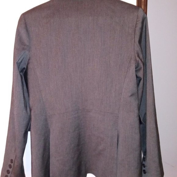 Express Leather Trimmed Gray and Black Stretch Blazer - Picture 4 of 12